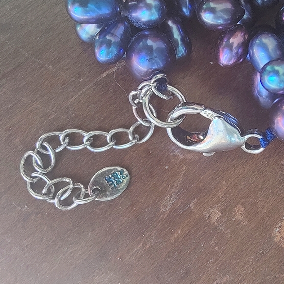 ✨HP✨ Lucas Lameth | 80s Hand Knotted Peacock Freshwater Pearls Sterling Necklace - Picture 4 of 6